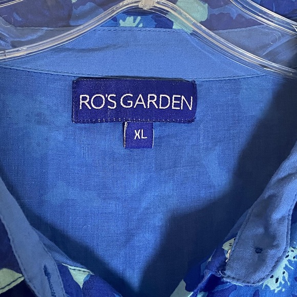 Ro's Garden Dress Womens XL Blue Floral Button Front Cotton Lined Boho Tunic - Picture 10 of 16